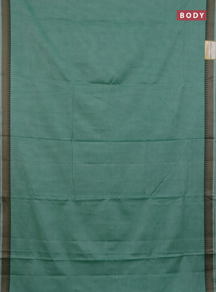 Narayanpet cotton saree light green and maroon with plain body and thread woven border