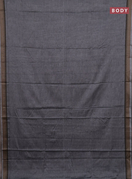 Narayanpet cotton saree grey and beige with plain body and thread woven border