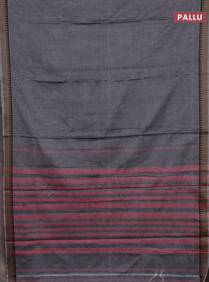 Narayanpet cotton saree grey and beige with plain body and thread woven border
