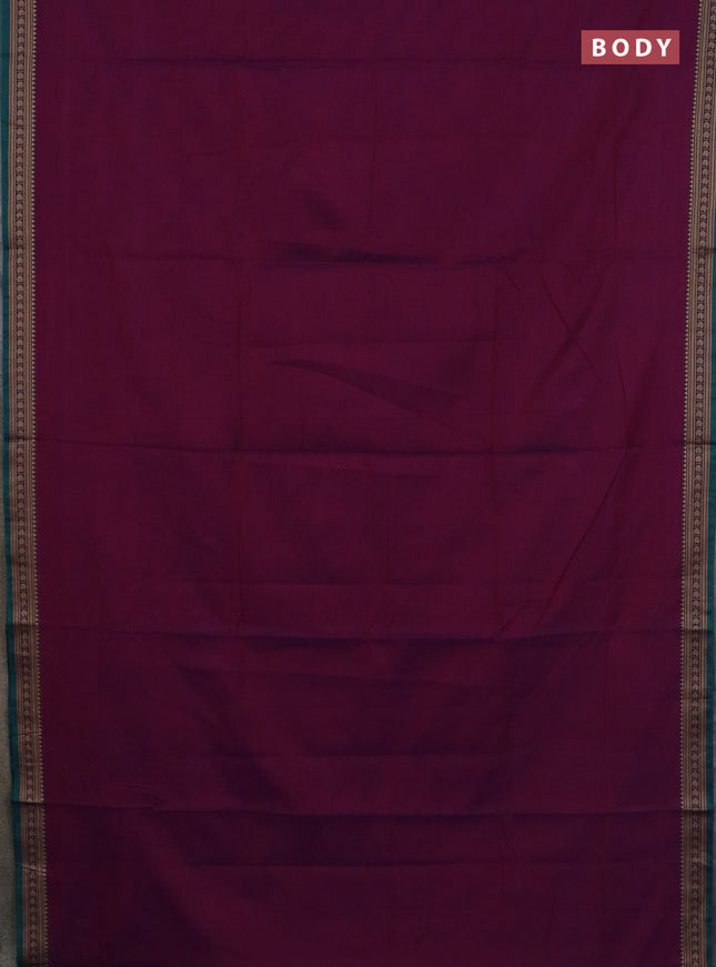 Narayanpet cotton saree purple and green with plain body and thread woven border