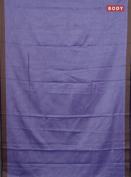 Narayanpet cotton saree lavender and black with plain body and thread woven border