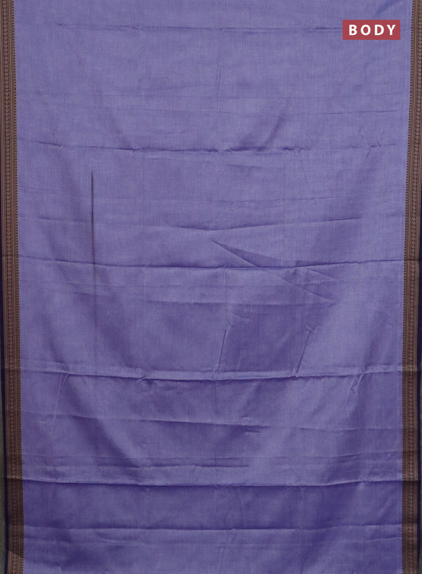 Narayanpet cotton saree lavender and black with plain body and thread woven border