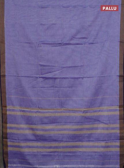 Narayanpet cotton saree lavender and black with plain body and thread woven border