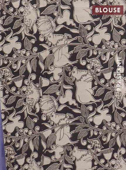 Narayanpet cotton saree lavender and black with plain body and thread woven border