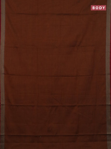 Narayanpet cotton saree rust shade and maroon with plain body and thread woven border