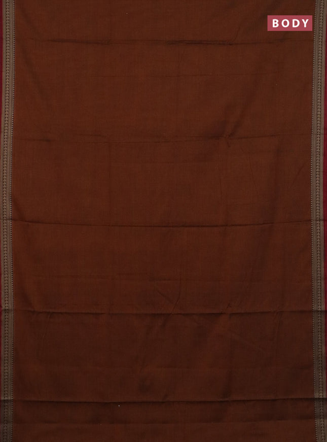 Narayanpet cotton saree rust shade and maroon with plain body and thread woven border