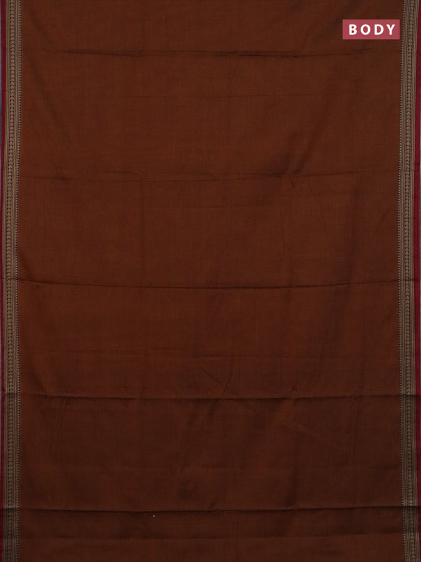Narayanpet cotton saree rust shade and maroon with plain body and thread woven border