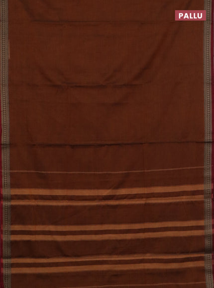 Narayanpet cotton saree rust shade and maroon with plain body and thread woven border