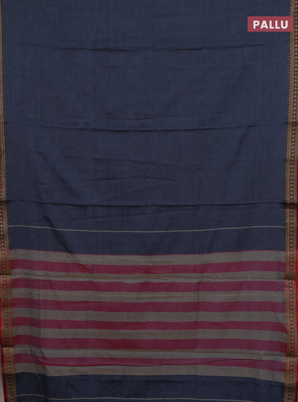 Narayanpet cotton saree purple and maroon with plain body and thread woven border