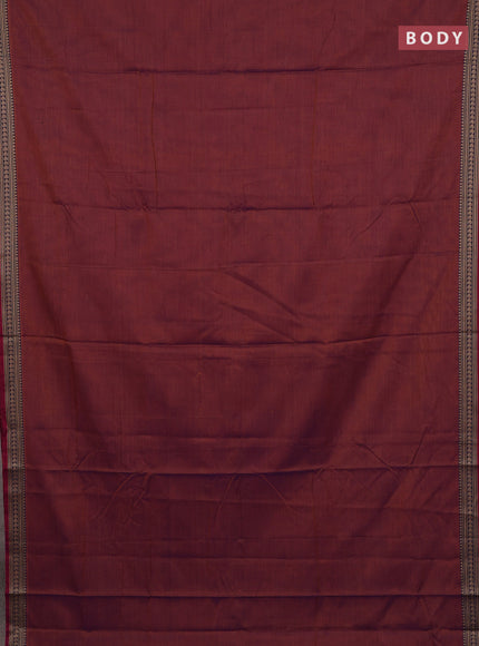 Narayanpet cotton saree rust shade and blue with plain body and thread woven border