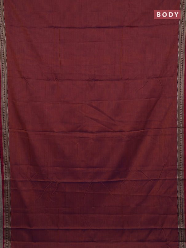 Narayanpet cotton saree rust shade and blue with plain body and thread woven border