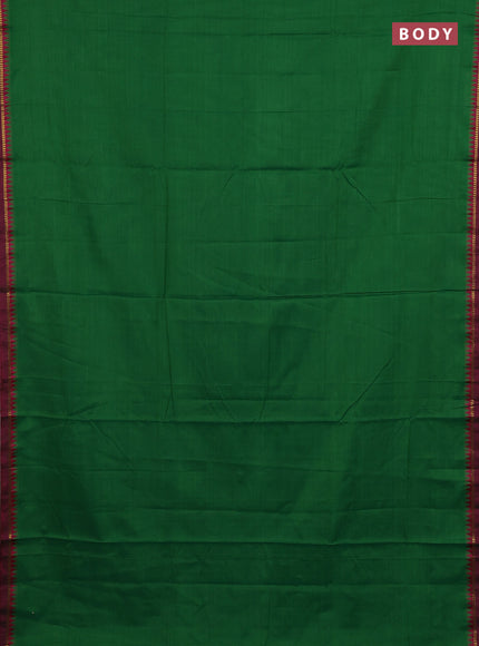 Narayanpet cotton saree green and pink with plain body and thread woven border