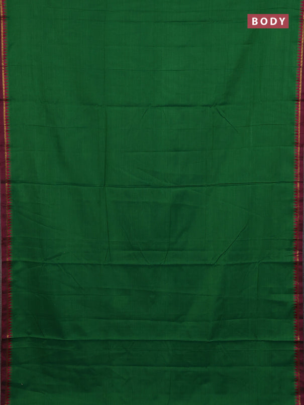 Narayanpet cotton saree green and pink with plain body and thread woven border