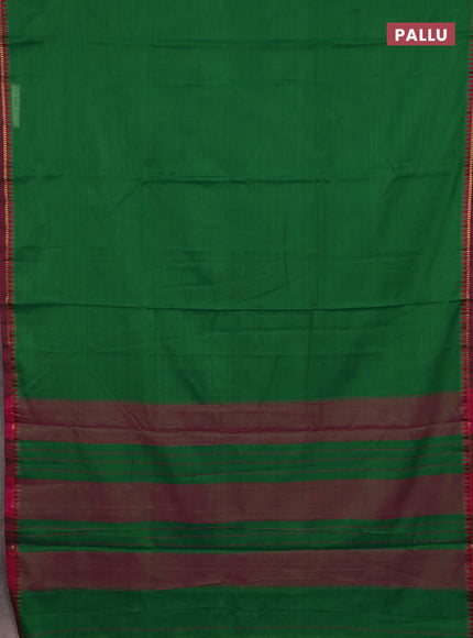 Narayanpet cotton saree green and pink with plain body and thread woven border