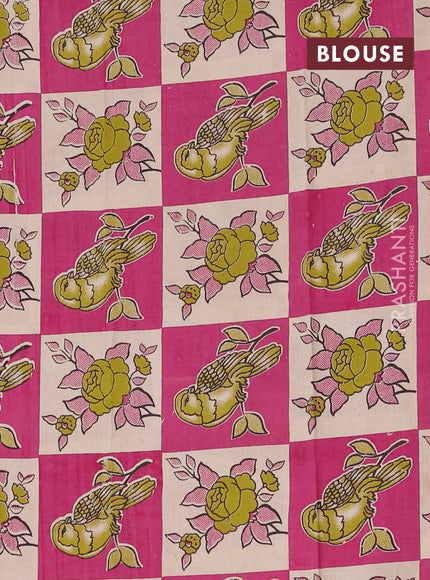 Narayanpet cotton saree green and pink with plain body and thread woven border