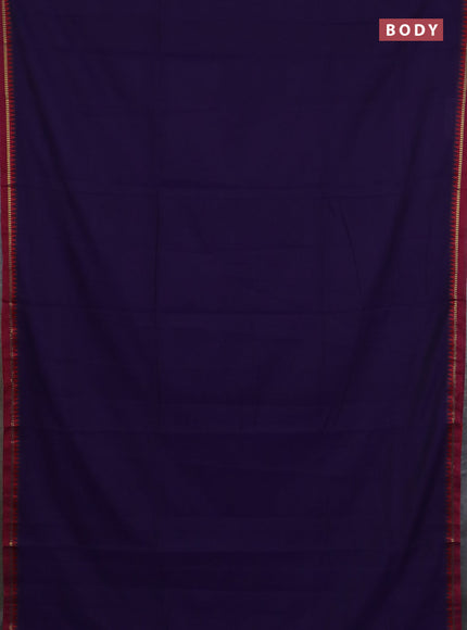 Narayanpet cotton saree violet and maroon with plain body and thread woven border