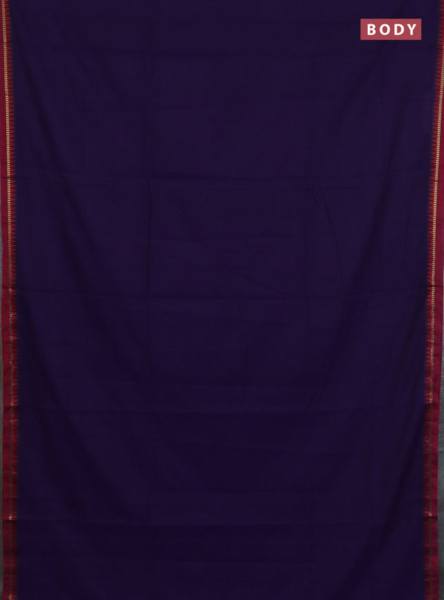Narayanpet cotton saree violet and maroon with plain body and thread woven border