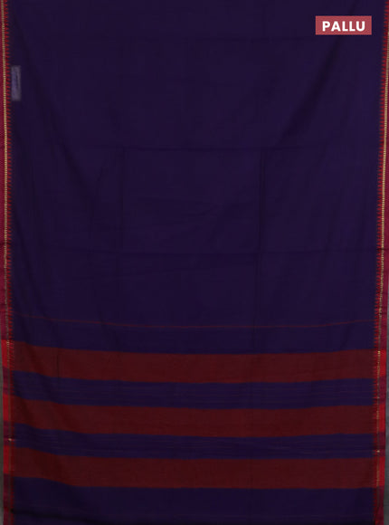 Narayanpet cotton saree violet and maroon with plain body and thread woven border