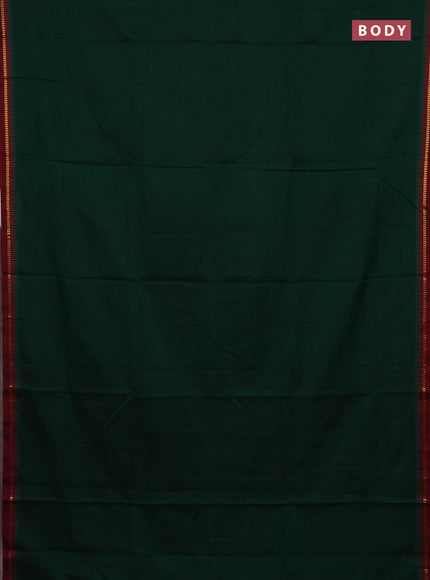Narayanpet cotton saree green and maroon with plain body and thread woven border