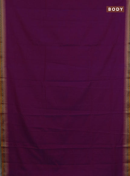 Narayanpet cotton saree purple and yellow with plain body and thread woven border