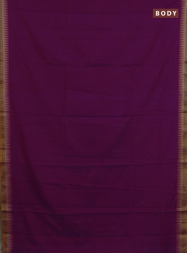 Narayanpet cotton saree purple and yellow with plain body and thread woven border