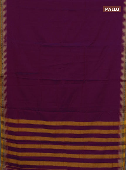 Narayanpet cotton saree purple and yellow with plain body and thread woven border