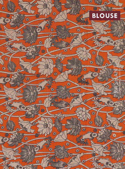 Narayanpet cotton saree blue and orange with plain body and thread woven border