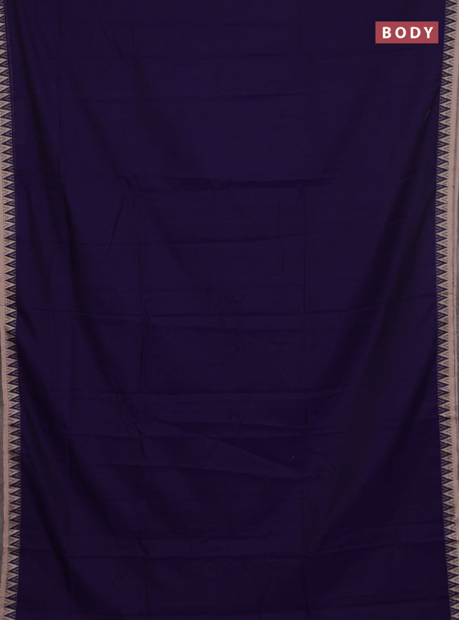 Narayanpet cotton saree violet and beige with plain body and thread woven border