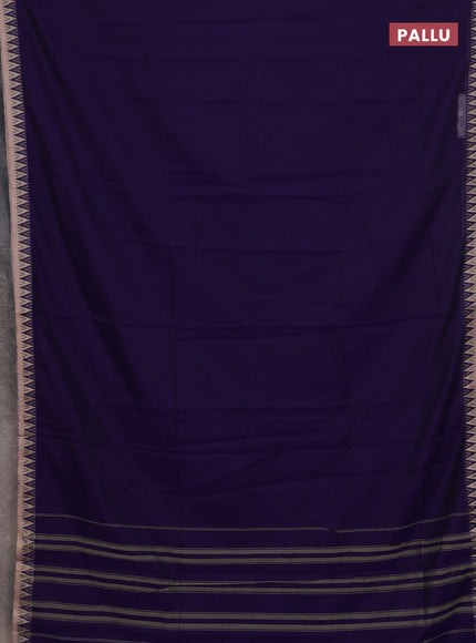 Narayanpet cotton saree violet and beige with plain body and thread woven border