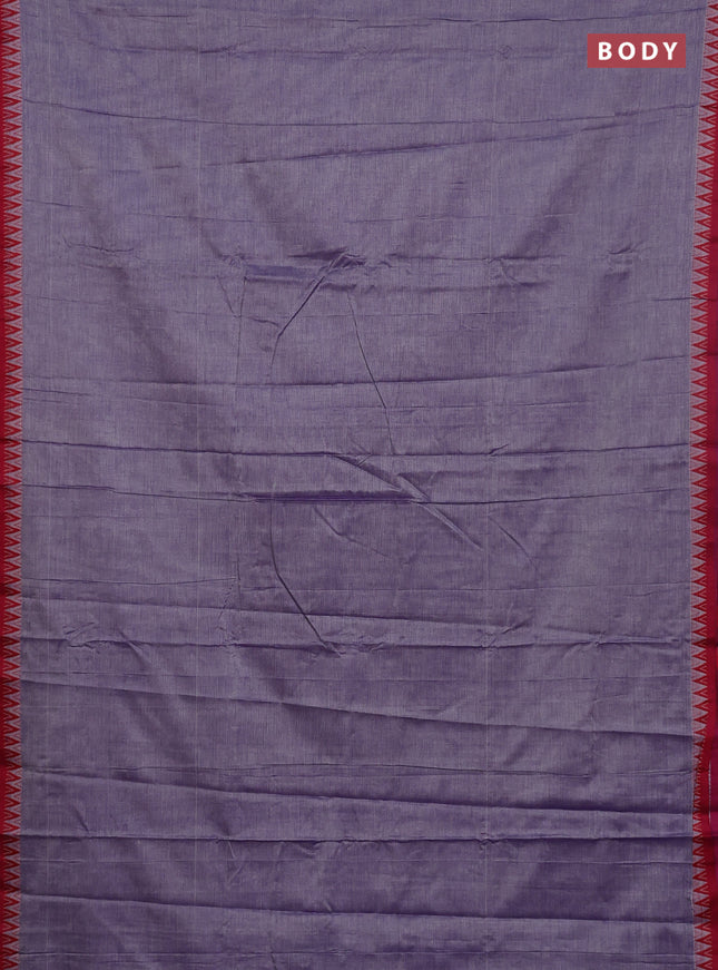 Narayanpet cotton saree lavender and maroon with plain body and thread woven border