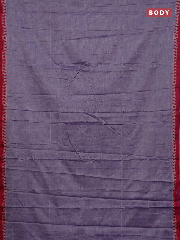 Narayanpet cotton saree lavender and maroon with plain body and thread woven border
