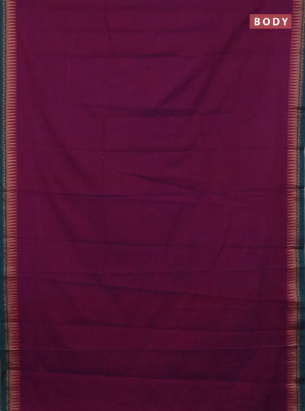 Narayanpet cotton saree purple and yellow with plain body and thread woven border