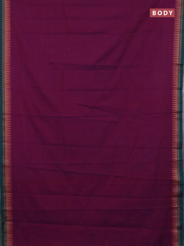 Narayanpet cotton saree purple and yellow with plain body and thread woven border