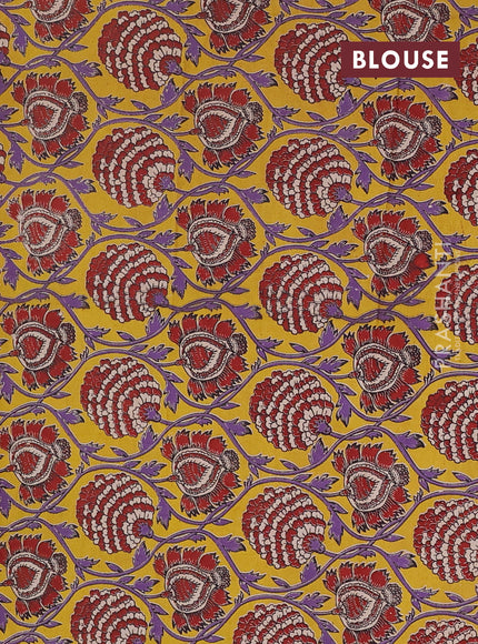 Narayanpet cotton saree violet and yellow with allover thread weaves and temple design simple border