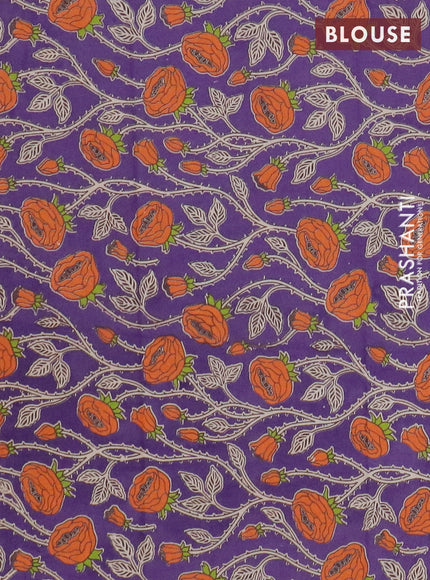 Narayanpet cotton saree lavender and violet with allover thread weaves and temple design simple border