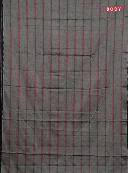 Narayanpet cotton saree grey and black with allover thread weaves and temple design simple border