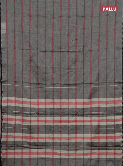 Narayanpet cotton saree grey and black with allover thread weaves and temple design simple border