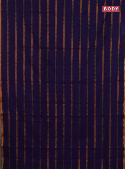 Narayanpet cotton saree violet and yellow with allover thread weaves and temple design simple border