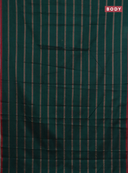 Narayanpet cotton saree bottle green and maroon with allover thread weaves and temple design simple border