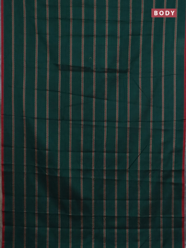 Narayanpet cotton saree bottle green and maroon with allover thread weaves and temple design simple border