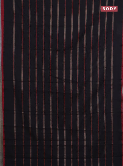 Narayanpet cotton saree black and maroon with allover thread weaves and temple design simple border