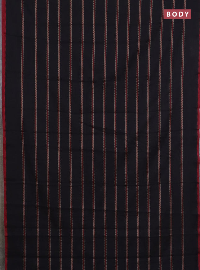 Narayanpet cotton saree black and maroon with allover thread weaves and temple design simple border