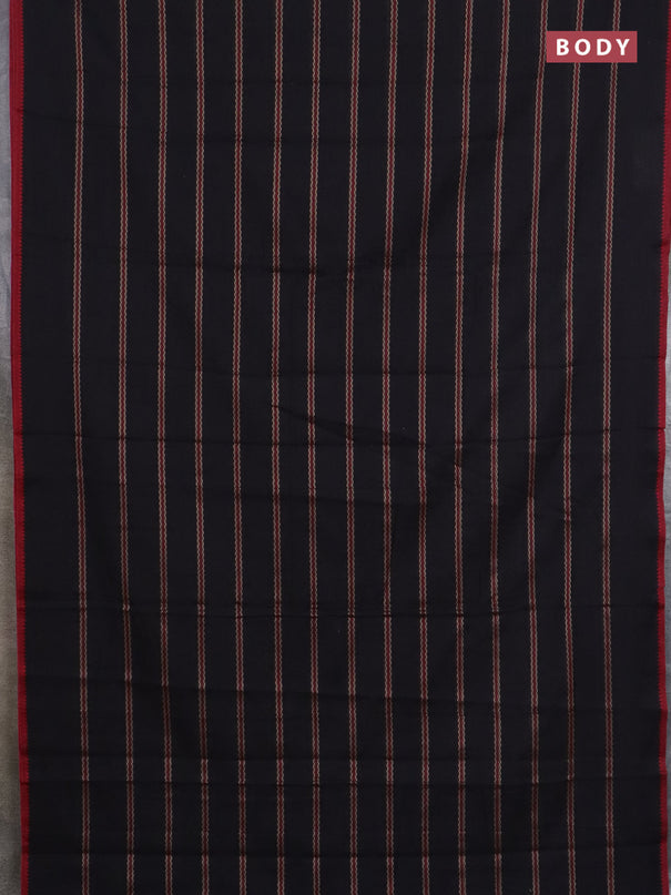 Narayanpet cotton saree black and maroon with allover thread weaves and temple design simple border