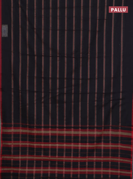 Narayanpet cotton saree black and maroon with allover thread weaves and temple design simple border