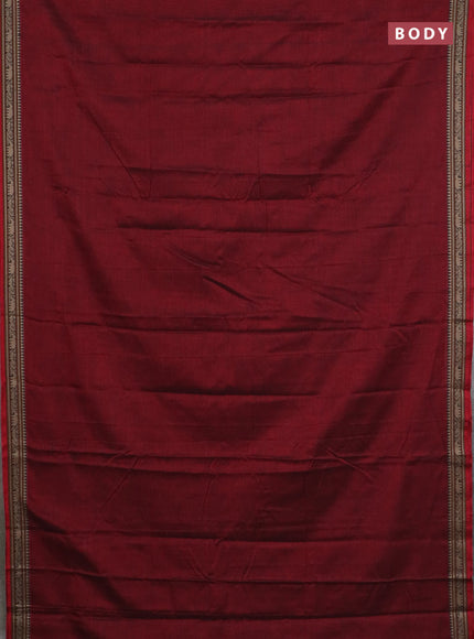 Narayanpet cotton saree maroon and light green with plain body and thread woven border