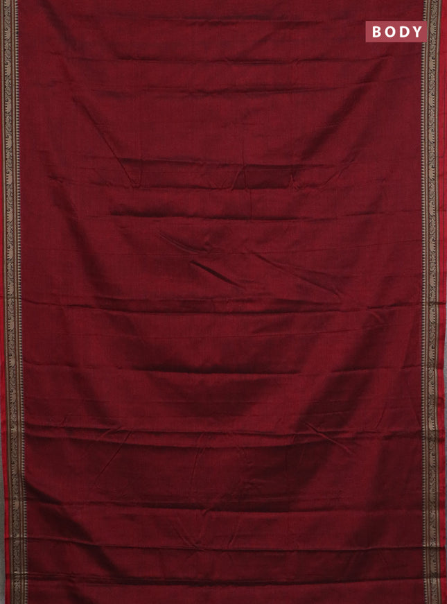 Narayanpet cotton saree maroon and light green with plain body and thread woven border