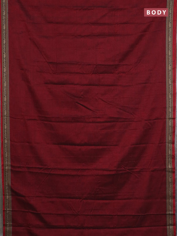 Narayanpet cotton saree maroon and light green with plain body and thread woven border