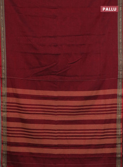 Narayanpet cotton saree maroon and light green with plain body and thread woven border