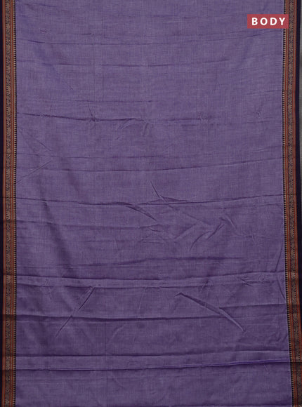 Narayanpet cotton saree lavender and beige with plain body and thread woven border