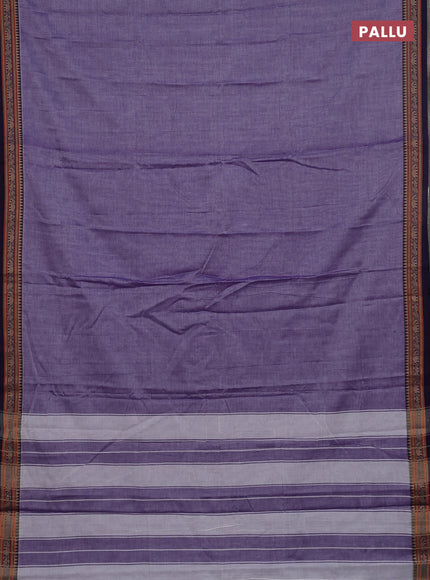 Narayanpet cotton saree lavender and beige with plain body and thread woven border